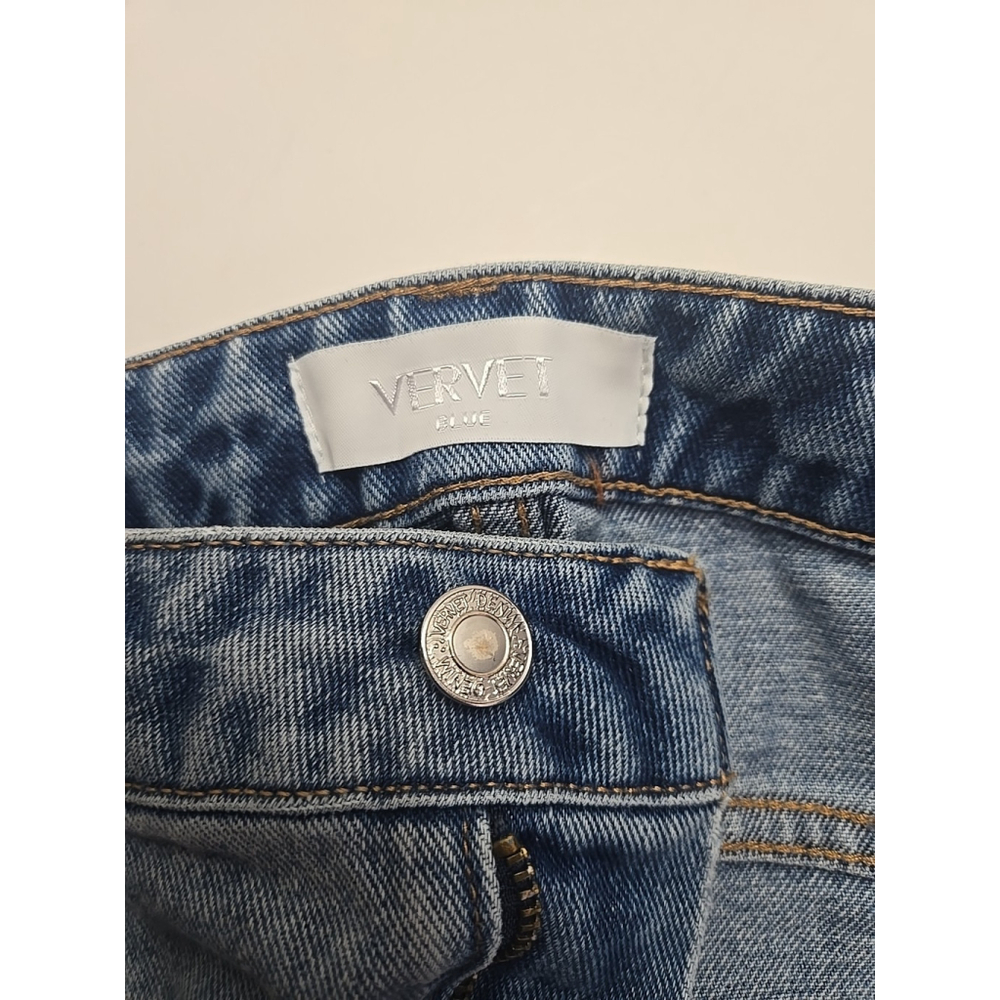 Vervet Size 31 High Rise Distressed Straight Leg Raw Hem Blue Denim Jeans - Picture 4 of 11